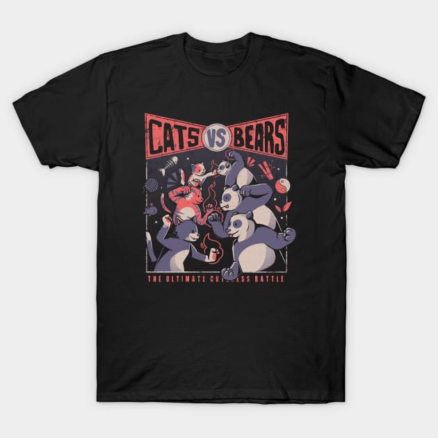 Cats Vs Bears Ninja Fight Fun Battle by Tobe Fonseca T-Shirt by Tobe_Fonseca